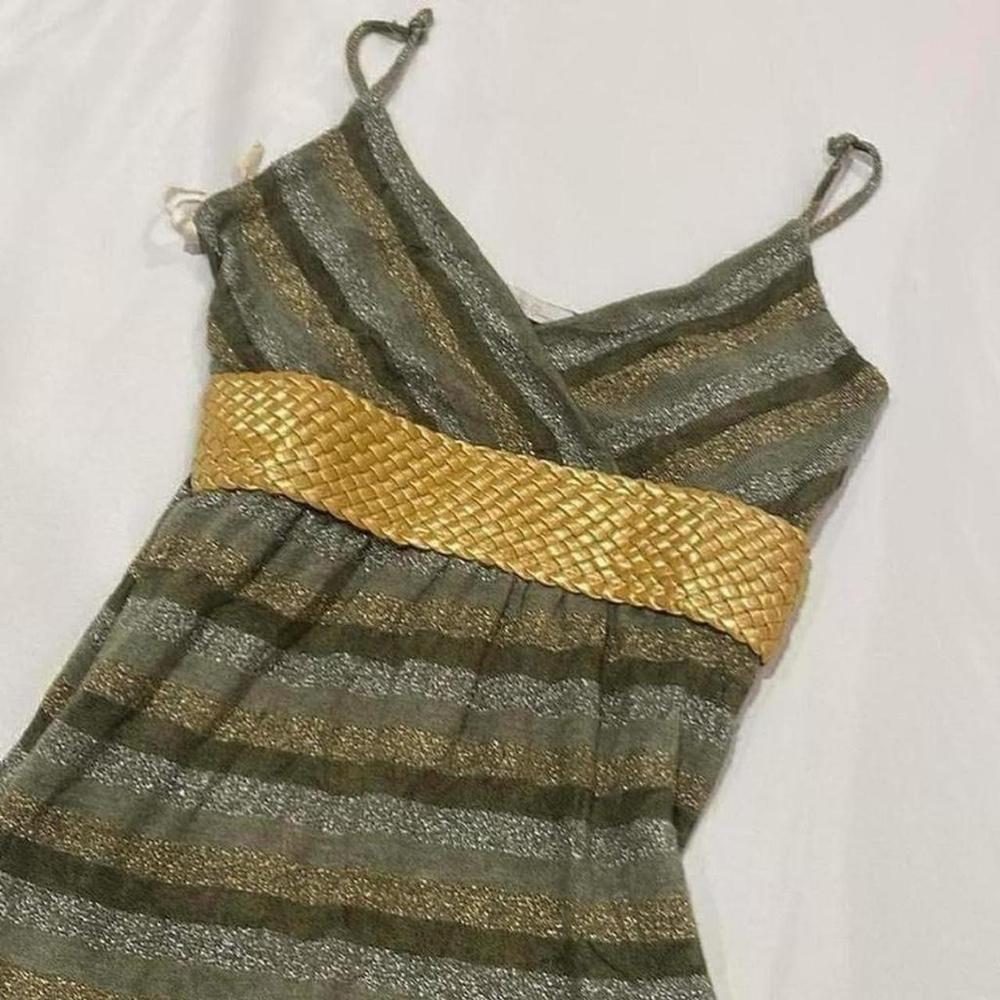 Charlotte Russe Green and Gold Striped Dress - Picture 4 of 6